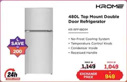 Eros Krome Top Mount Double Door Refrigerator offer