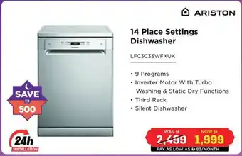 Eros Ariston 14 Place Settings Dishwasher offer