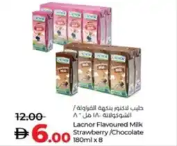 Lulu Hypermarket Lacnor Flavoured Milk Strawberry / Chocolate offer