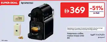 Carrefour Nespresso coffee maker inissia D40 BK offer