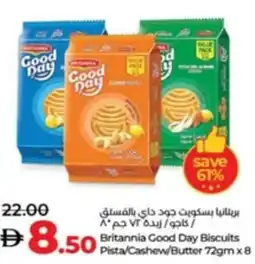 Lulu Hypermarket Britannia Good Day Biscuits Pista / Cashew / Butter offer