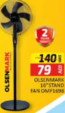 Al Madina Hypermarket OLSENMARK 16"STAND FAN OMF1698 offer