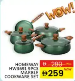 Al Madina Hypermarket Homeway hw3691 9pcs marble cookware set offer