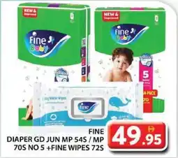 Grand Hyper Market Diaper gd jun mp 54s/mp 70s no 5 + fine wipes 72s offer