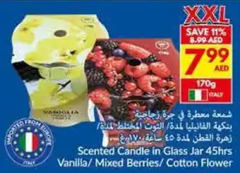 Viva Scented Candle in Glass Jar 45hrs Vanilla / Mixed Berries / Cotton Flower offer