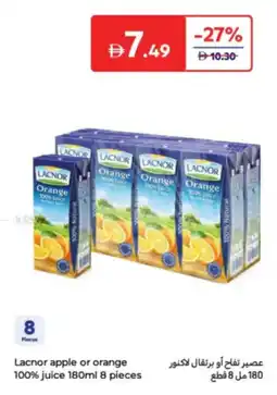 Carrefour Lacnor apple or orange 100% juice offer