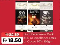 RAK Coop Lindt Excellence Dark 85% or Excellence Dark or Cocoa 90%COCOA offer