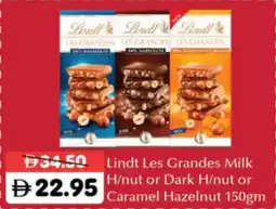 RAK Coop Lindt Les Grandes Milk Hazelnut or Dark Hazelnut or Caramel Hazelnut offer