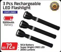 Bigmart Olsenmark 3 Pcs Rechargeable LED Flashlight OMFL2683 offer