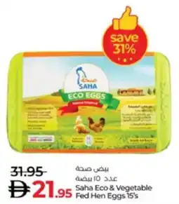 Lulu Hypermarket Saha Eco & Vegetable Fed Hen Eggs 15's offer