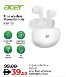 Lulu Hypermarket Acer True Wireless Earbuds OHR121 offer