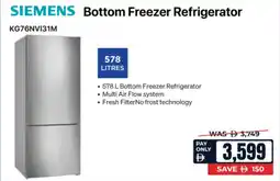 ECity Siemens Bottom Freezer Refrigerator offer