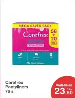 Choithrams Carefree Pantyliners 76's offer