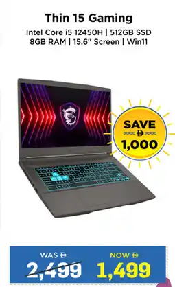 Eros msi Thin 15 Gaming offer