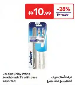 Carrefour Jordan Shiny White toothbrush 2's with case assorted offer
