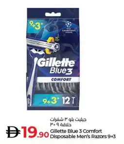 Lulu Hypermarket Gillette Blue 3 Comfort disposable Men's Razors 9+3 offer