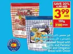 Viva Rosquisol bread with garlic and parsley tomato and oregano bread with onion offer