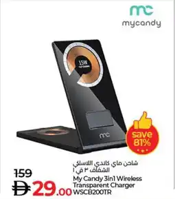 Lulu Hypermarket My Candy 3-in-1 Wireless Transparent Charger WSCB200TR offer