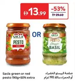 Carrefour Sacla green or red pesto offer