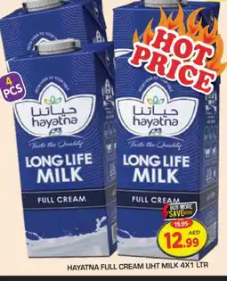 Baniyas Spike Hypermarket HAYATNA Full Cream Milk offer