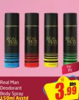 Delta Centre Real Man Deodorant Body Spray Asstd offer