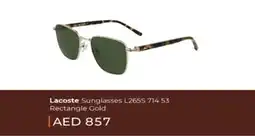 Lulu Hypermarket Lacoste Sunglasses L2655 714 53 Rectangle Gold offer