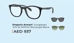 Lulu Hypermarket Emporio Armani Sunglasses 4211 52 50011W Rectangle Black offer