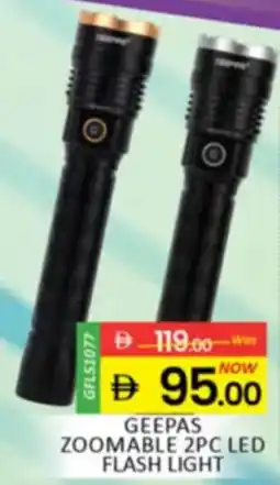 Al Madina Hypermarket Geepas zoomable 2pc led flash light offer