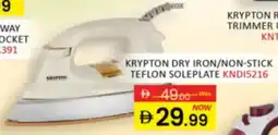 Al Madina Hypermarket Krypton dry iron / non-stick teflon soleplate kndi5216 offer