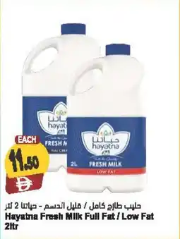 Almaya supermarket Hayatna Fresh Milk Full Fat / Low Fat offer