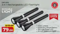 Nesto 3 in 1 Rechargeable LED Flashlight OMFL2604 offer