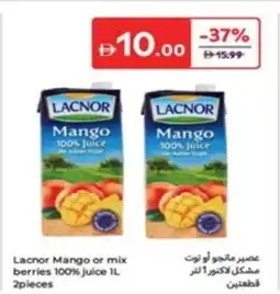 Carrefour Lacnor Mango or mix berries 100% juice offer