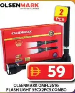 Grand Hyper Market Olsenmark flash light 3scx2pcs combo OMFL2616 offer
