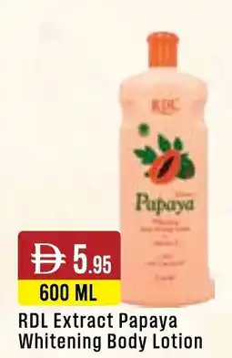 West Zone Supermarket RDL Extract Papaya Whitening Body Lotion offer