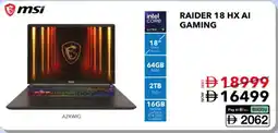 E City msi Raider 18 HX AI Gaming offer