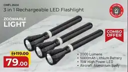 Nesto 3 in 1 Rechargeable LED Flashlight OMFL2604 offer