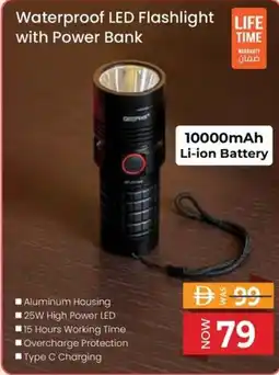 Nesto Waterproof LED Flashlight with Power Bank offer
