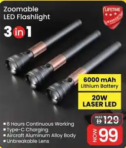 Nesto Zoomable LED Flashlight 3-in-1 offer