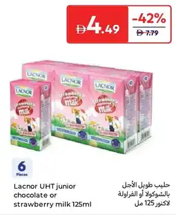 Carrefour Lacnor uht junior chocolate or strawberry milk offer
