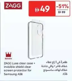 Carrefour ZAGG Luxe clear case + invisible shield clear screen protector for Samsung A56 offer