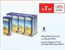 Carrefour Lacnor Mango or Fruit Cocktail 100% Juice offer