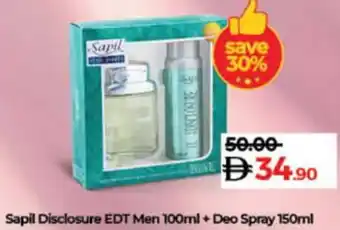 Lulu Hypermarket Sapil Disclosure EDT Me + Deo Spray offer