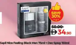 Lulu Hypermarket Sapil Nice Feeling Black Men + Deo Spray offer