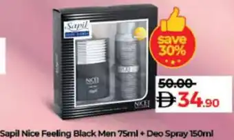Lulu Hypermarket Sapil Nice Feeling Black Men + Deo Spray offer
