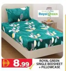 Grand Hyper Market Royal green single bedsheet + pillowcase offer