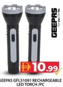 Grand Hyper Market Geepas rechargeable led torch/pc GFL51091 offer
