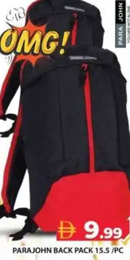 Grand Hyper Market Parajohn back pack 15.5 /pc offer