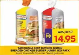 Abu Dhabi Coop Americana beef burger jumbo breaded chicken burger offer