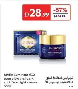 Carrefour Nivea Luminous 630 even glow anti dark spot face night cream offer