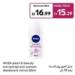 Carrefour Nivea pearl & beauty anti-perspirant women deodorant roll-on offer